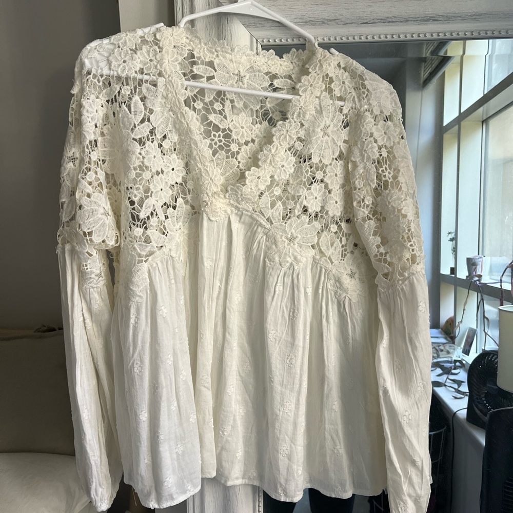 Elegant White Lace Women's Top (free people)